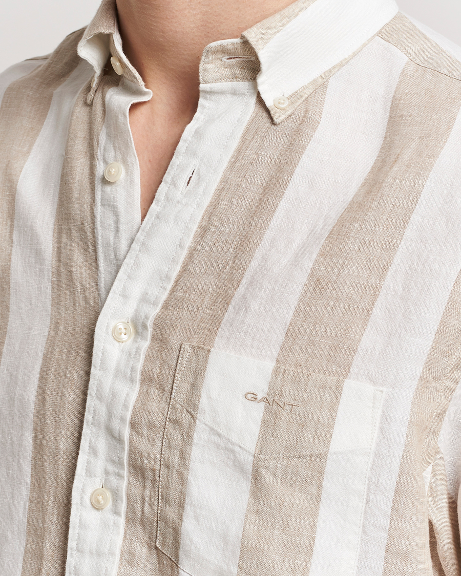 Herren | Hemden | GANT | Regular Fit Bold Stripe Linen Shirt Beige/White