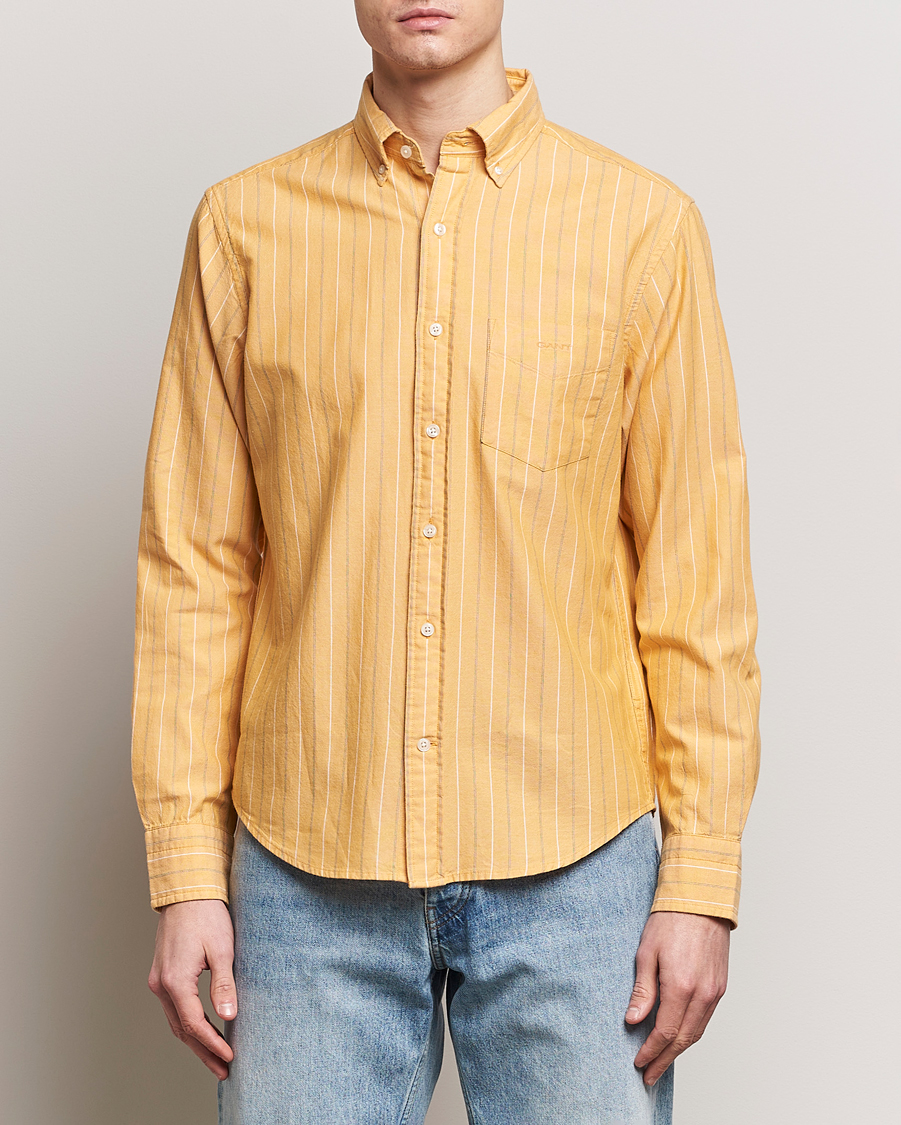 Herren | Oxfordhemden | GANT | Regular Fit Archive Striped Oxford Shirt Medal Yellow