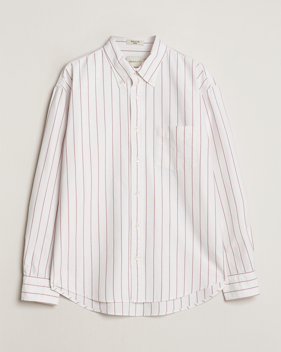 Herren | Hemden | GANT | Relaxed Fit Heritage Striped Oxford Shirt White/Red