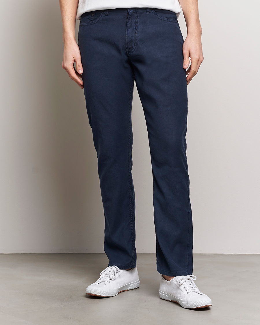 Herren | GANT | GANT | Cotton/Linen 5-Pocket Trousers Marine