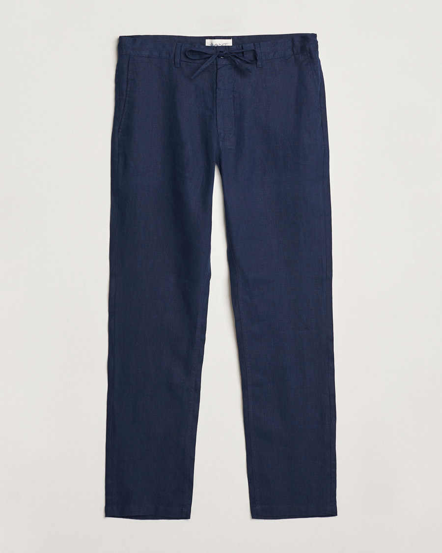 Herren | Hosen | GANT | Relaxed Linen Drawstring Pants Marine