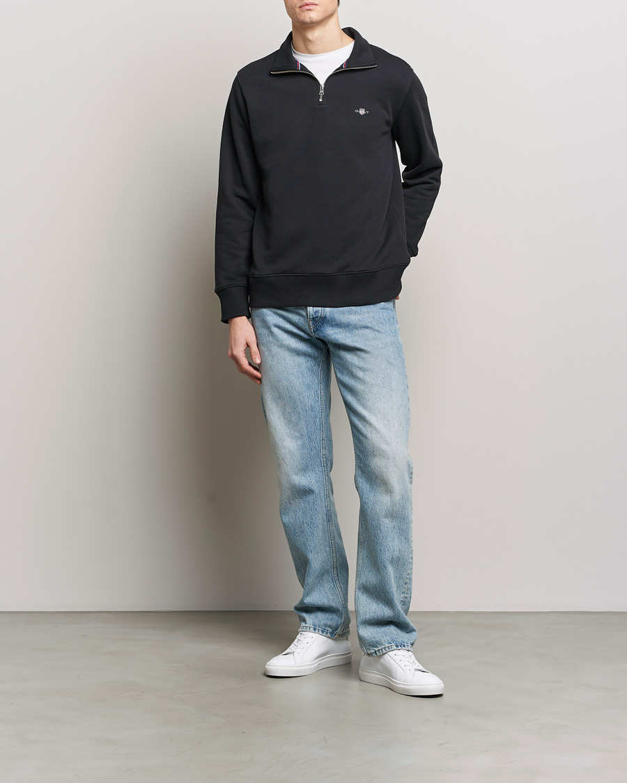 Herren | Pullover | GANT | Original Shield Half Zip Sweater Black