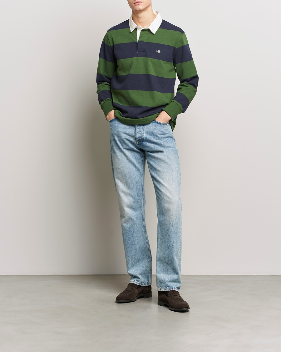 Herren | Pullover | GANT | Barstriped Rugger Pine Green/Navy