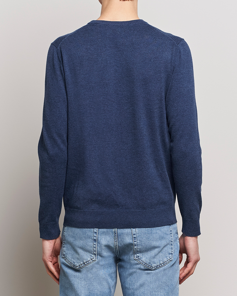 Herren | Pullover | GANT | Classic Cotton Crew Neck Dark Jeans Blue Melange