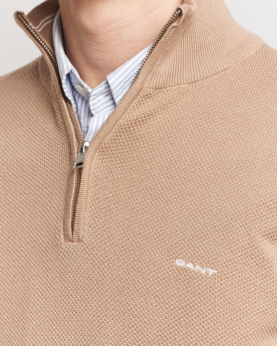 Herren | Pullover | GANT | Cotton Pique Half-Zip Sweater Dark Khaki