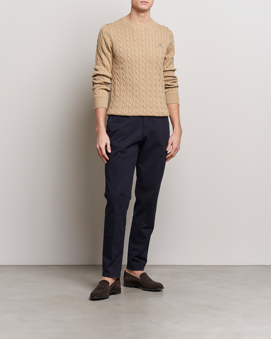 Herren | Pullover | GANT | Cotton Cable Crew Neck Pullover Dark Khaki
