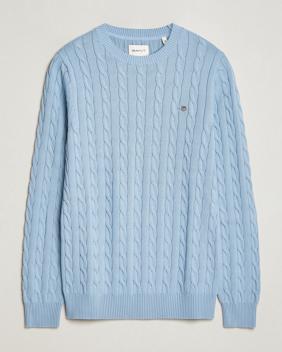 Herren | Pullover | GANT | Cotton Cable Crew Neck Pullover Dove Blue
