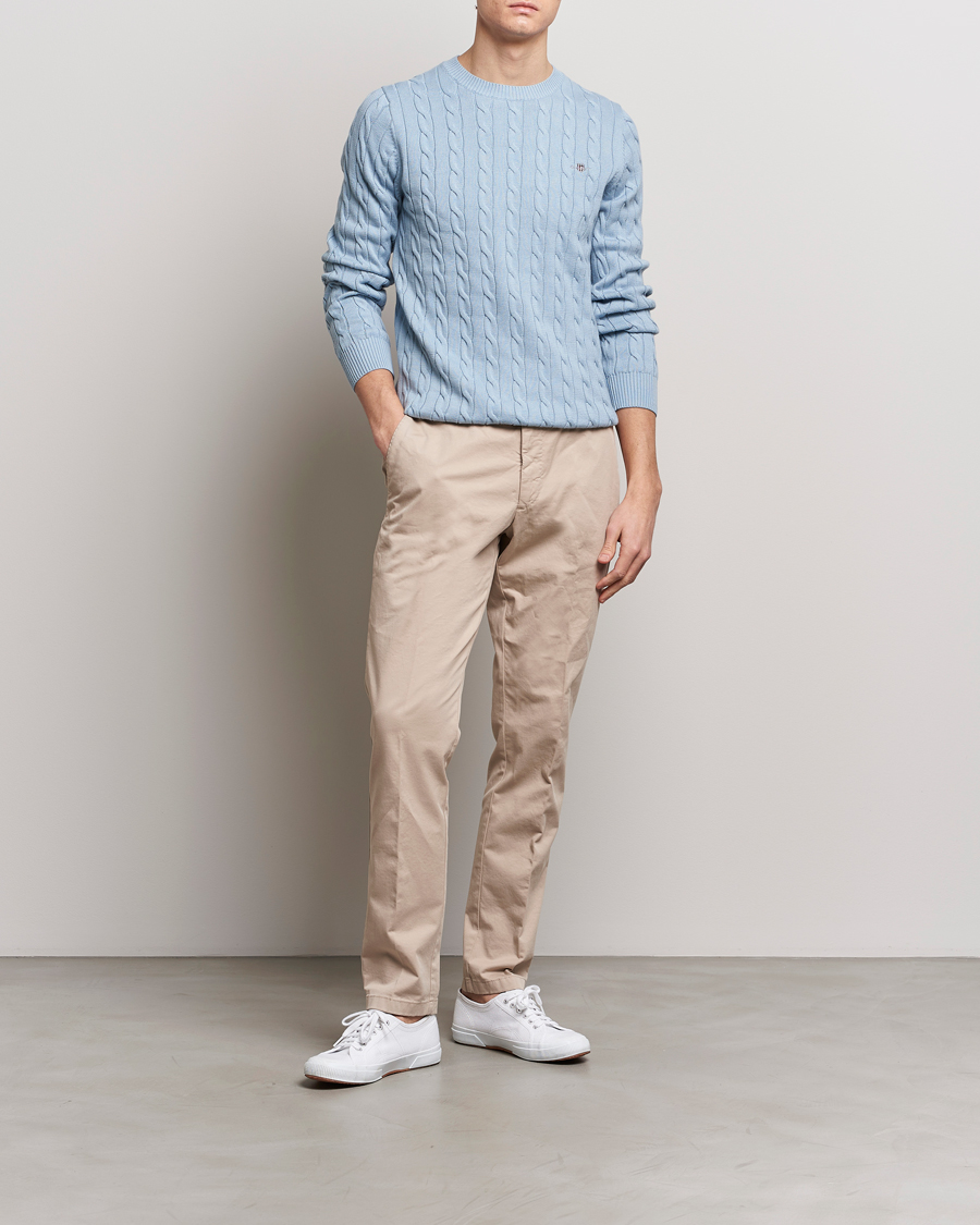 Herren | Pullover | GANT | Cotton Cable Crew Neck Pullover Dove Blue