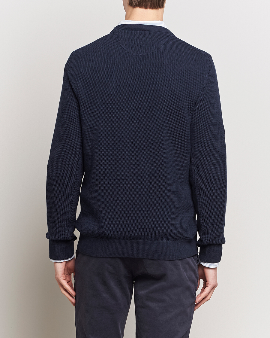 Herren | Pullover | GANT | Cotton Pique Crew Neck Sweater Evening Blue