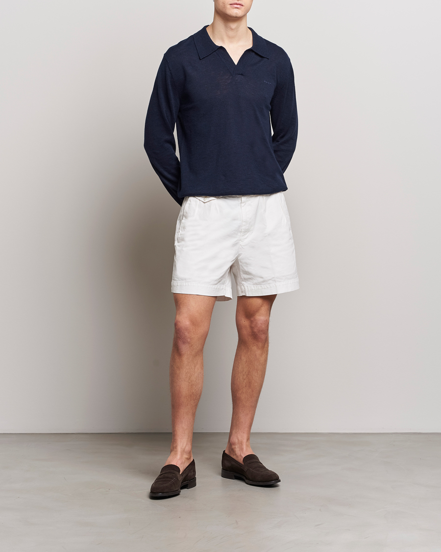 Herren | Pullover | GANT | Cotton/Linen Knitted Polo Evening Blue