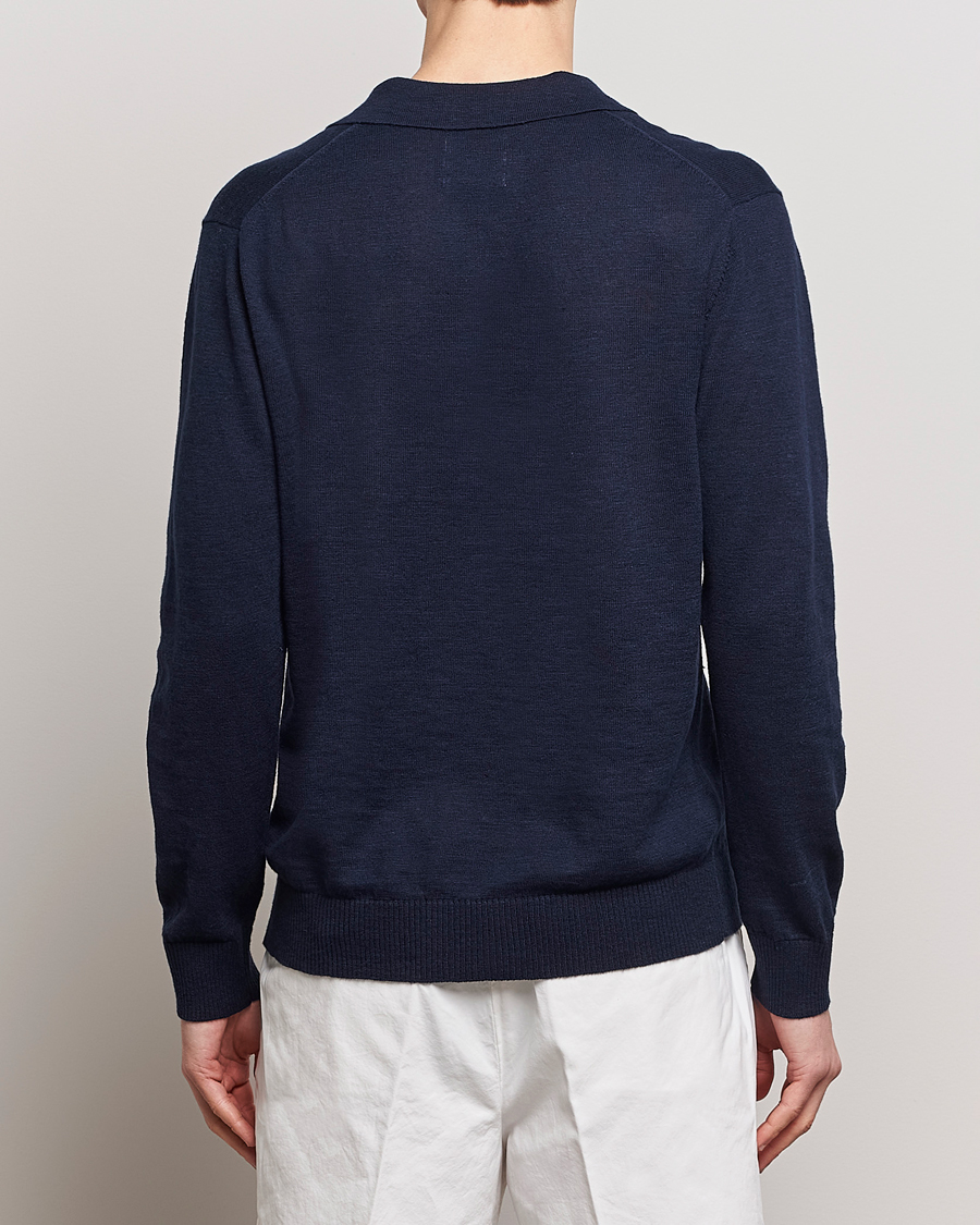 Herren | Pullover | GANT | Cotton/Linen Knitted Polo Evening Blue