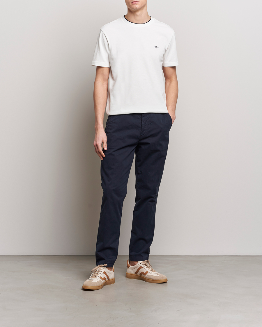 Herren | T-Shirts | GANT | Pique Crew Neck T-Shirt Eggshell