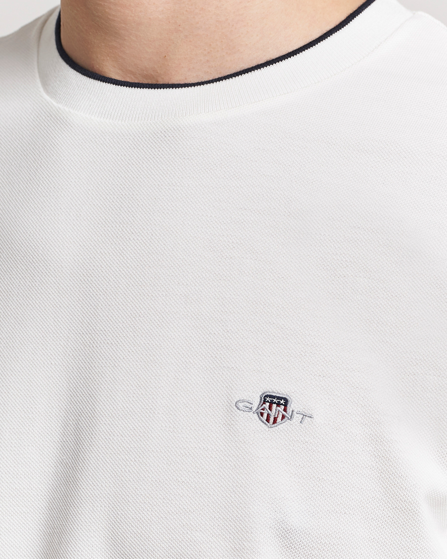 Herren | T-Shirts | GANT | Pique Crew Neck T-Shirt Eggshell