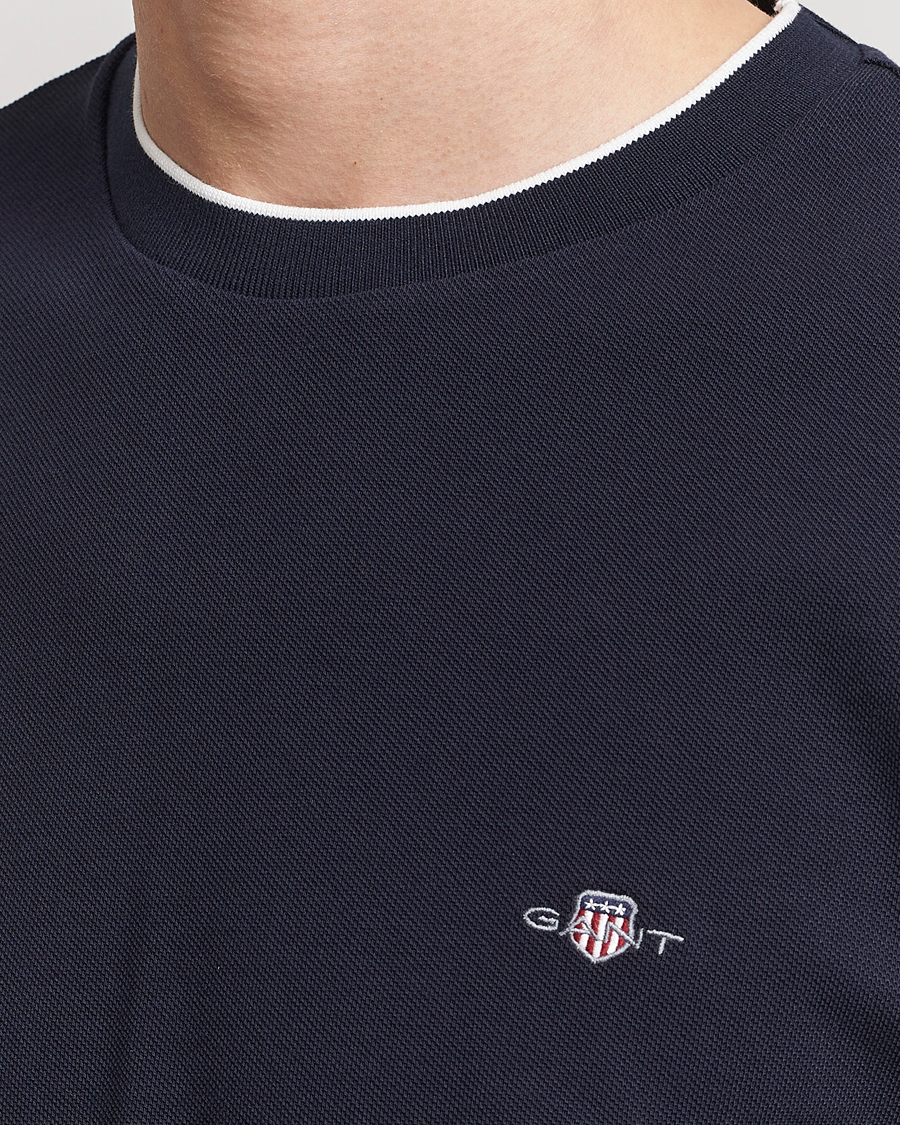 Herren | T-Shirts | GANT | Pique Crew Neck T-Shirt Evening Blue
