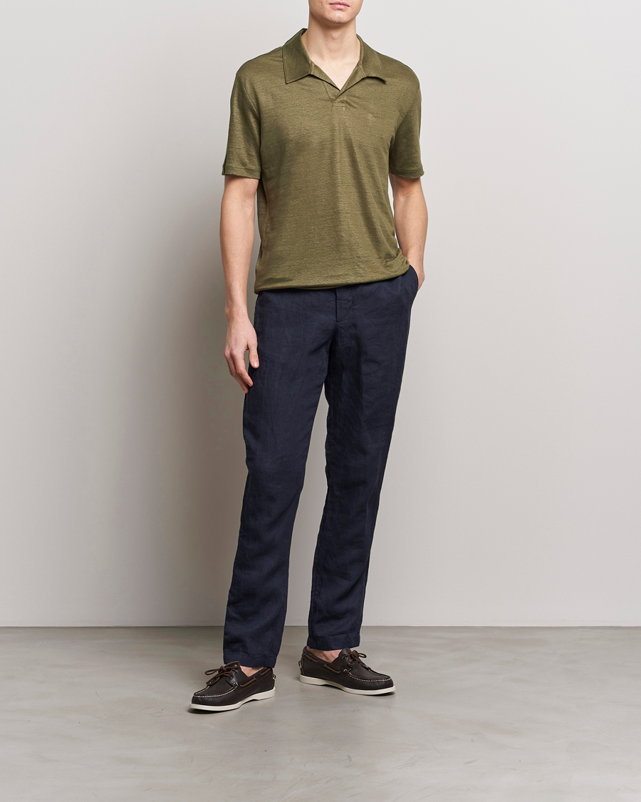 Herren | Poloshirts | GANT | Linen Polo Juniper Green