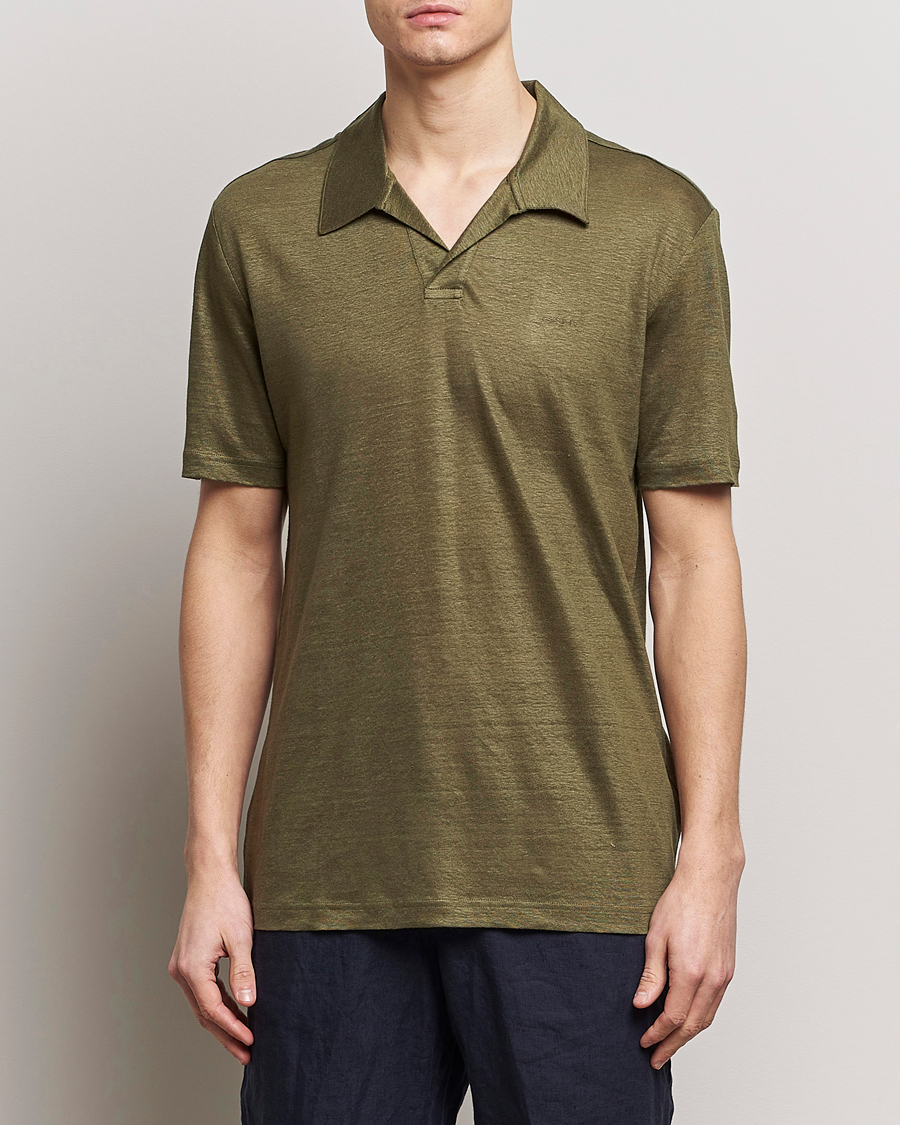 Herren | Poloshirts | GANT | Linen Polo Juniper Green