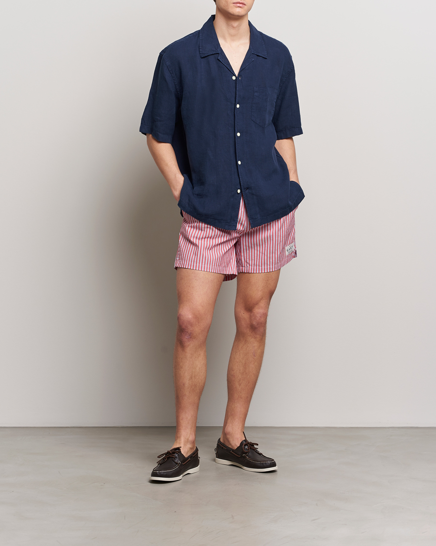 Herren | Badehosen | Gant | Striped Seersucker Swimshorts Bright Red