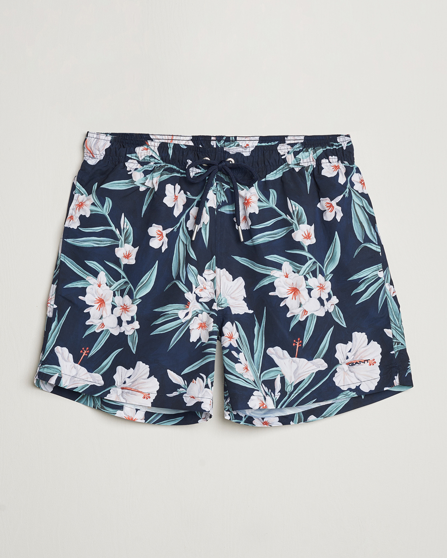 Herren | Badehosen | Gant | Printed Flower Swimshorts Evening Blue