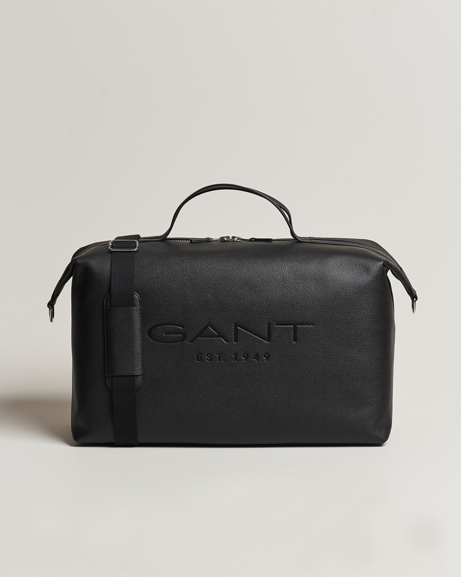 Herren | GANT Leather Weekendbag Black | GANT | Leather Weekendbag Black