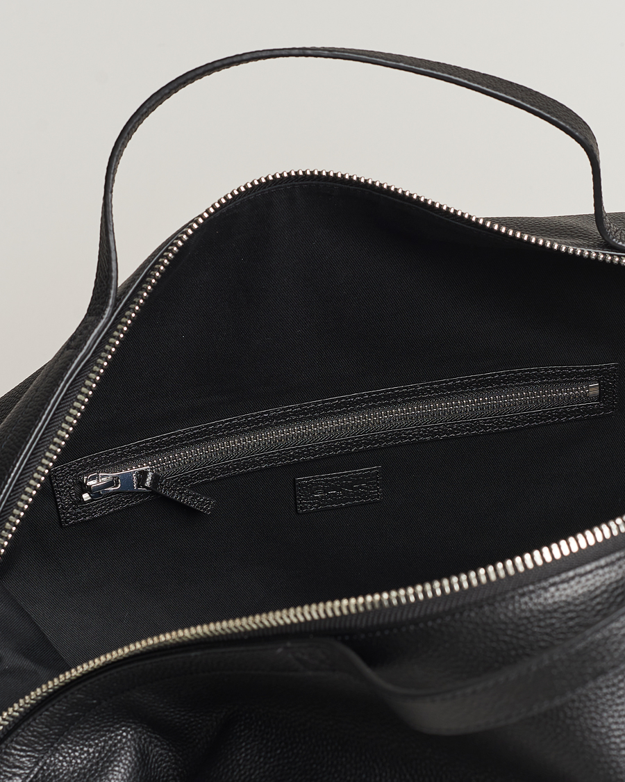 Herren | GANT Leather Weekendbag Black | GANT | Leather Weekendbag Black