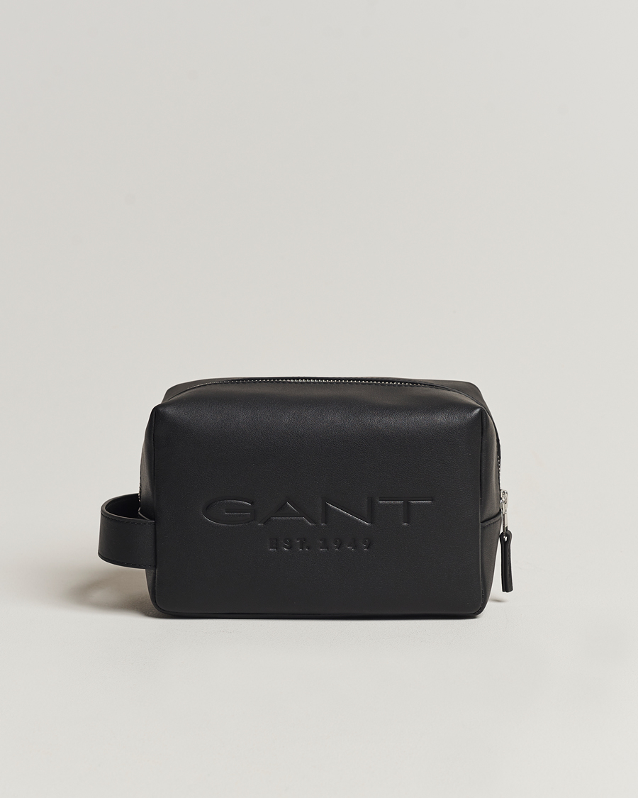 Herren | GANT Leather Wash Bag Black | GANT | Leather Wash Bag Black