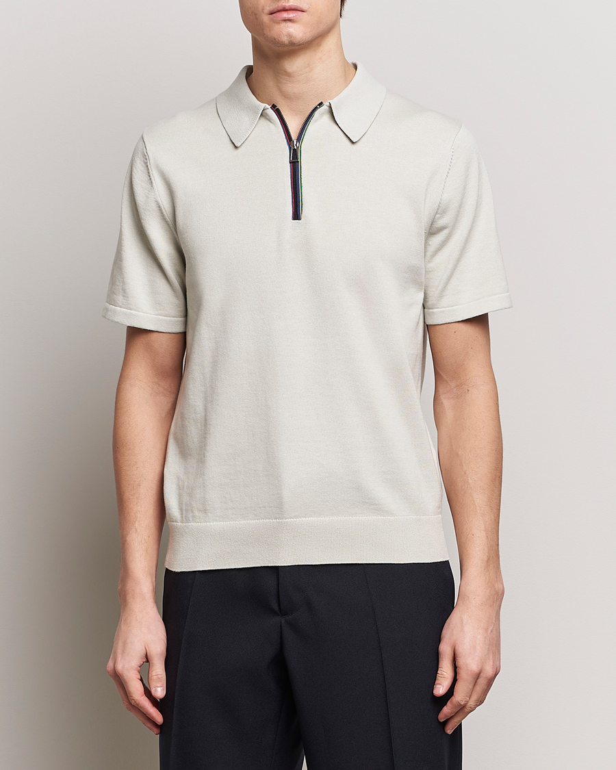 Herren | Poloshirt | PS Paul Smith | Striped Half Zip Polo Light Grey