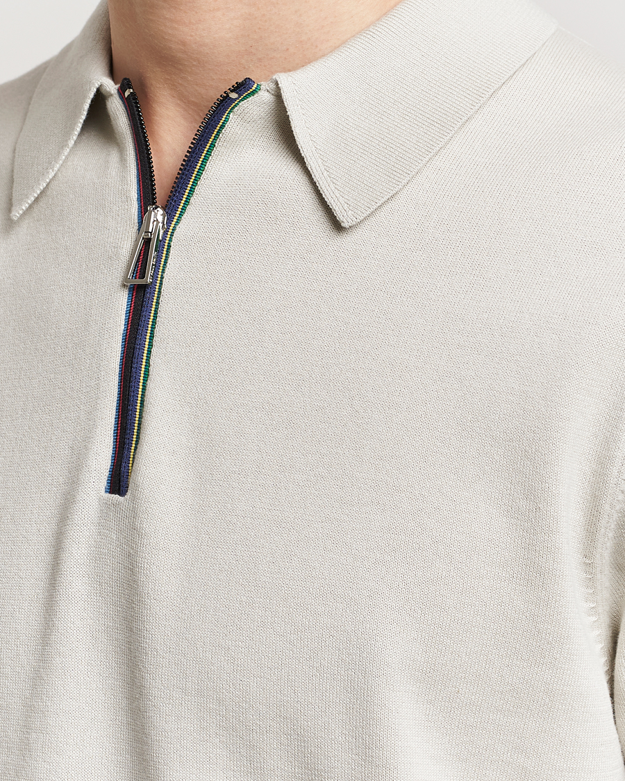 Herren | Poloshirts | PS Paul Smith | Striped Half Zip Polo Light Grey