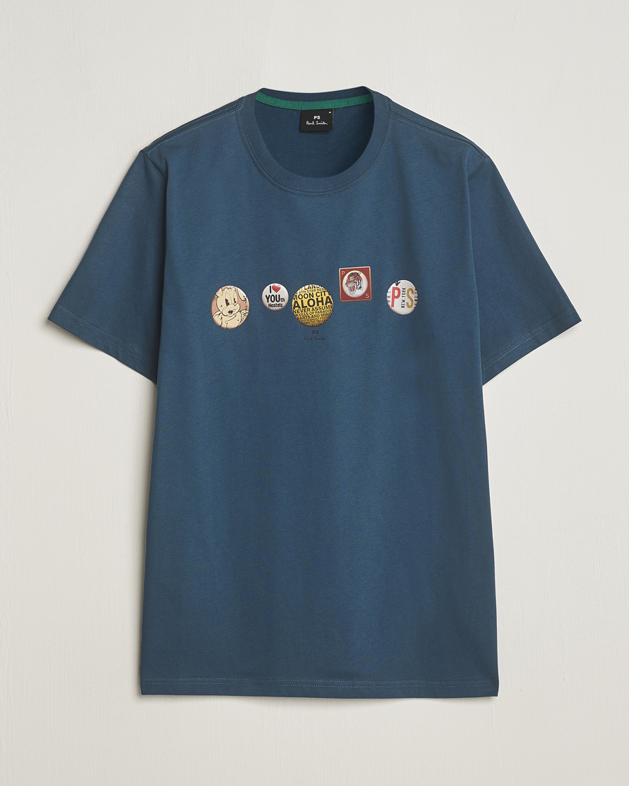 Herren | T-Shirts | PS Paul Smith | Organic Cotton Badges Crew Neck T-Shirt Blue