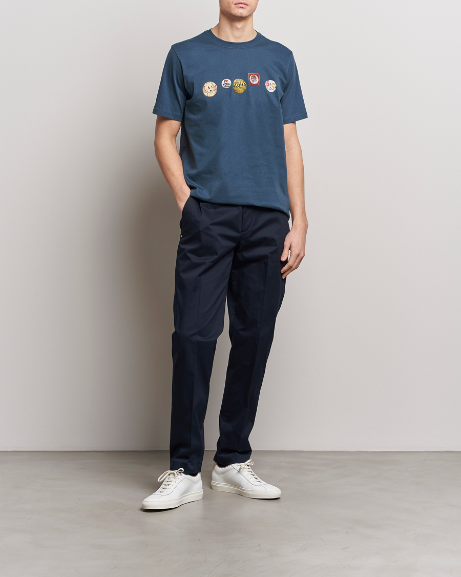 Herren | T-Shirts | PS Paul Smith | Organic Cotton Badges Crew Neck T-Shirt Blue