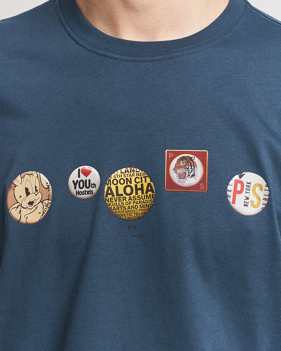 Herren | T-Shirts | PS Paul Smith | Organic Cotton Badges Crew Neck T-Shirt Blue