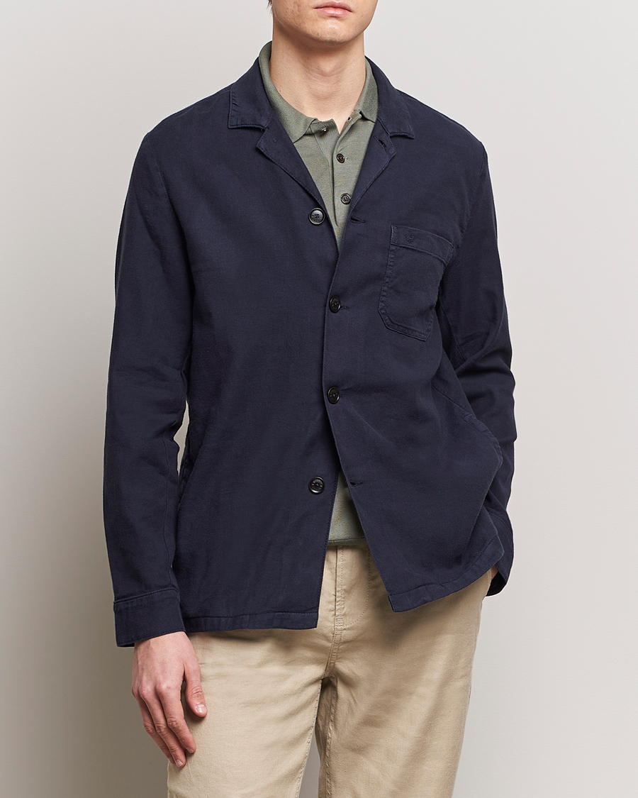 Men | Overshirts | Morris | Linen Shirt Jacket Navy