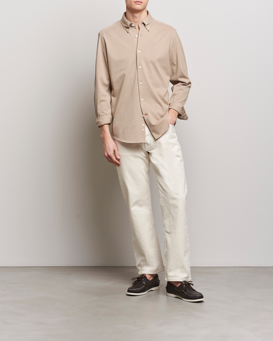 Herren | Hemden | Morris | Eddie Slim Fit Pique Shirt Khaki