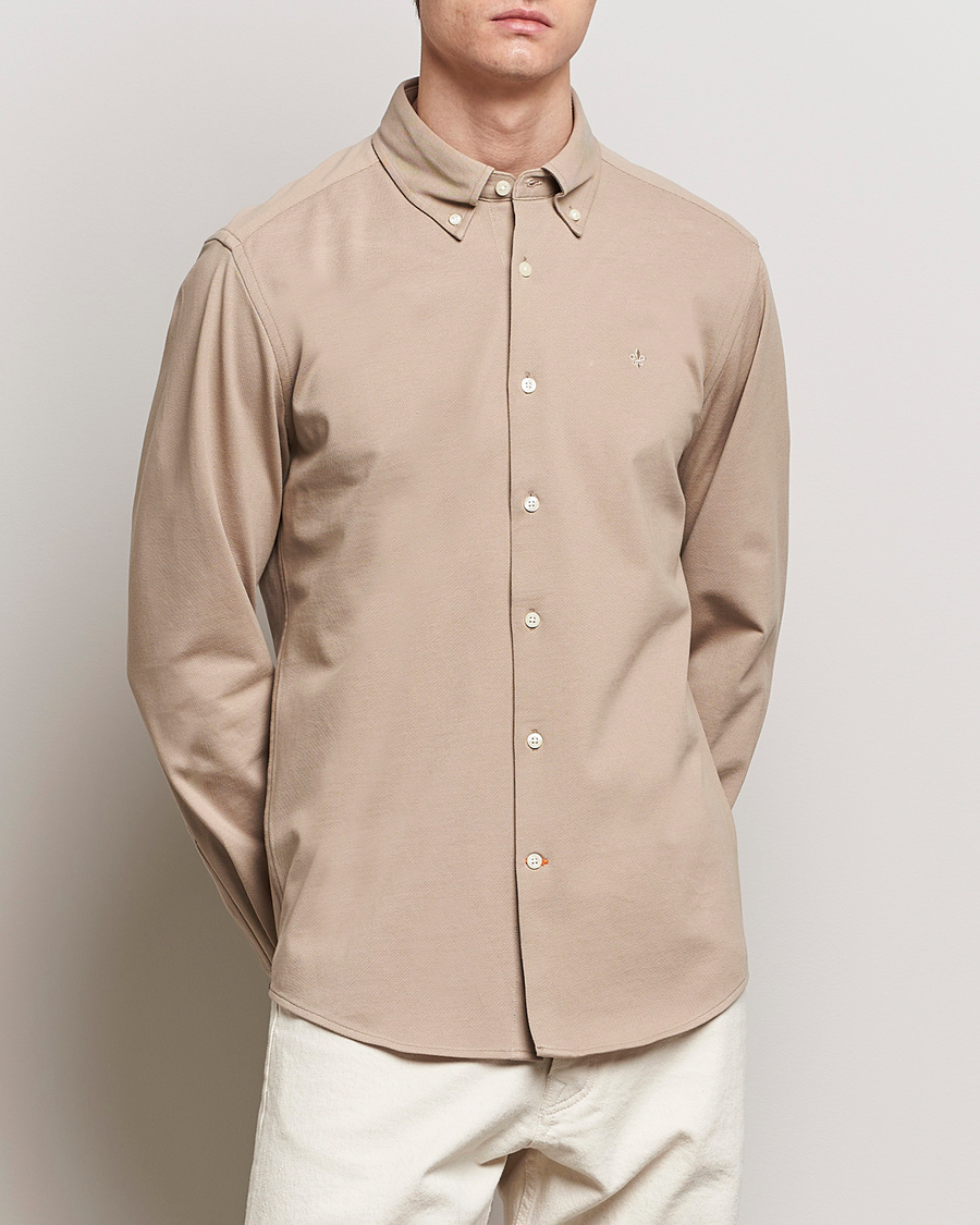 Herren | Hemden | Morris | Eddie Slim Fit Pique Shirt Khaki