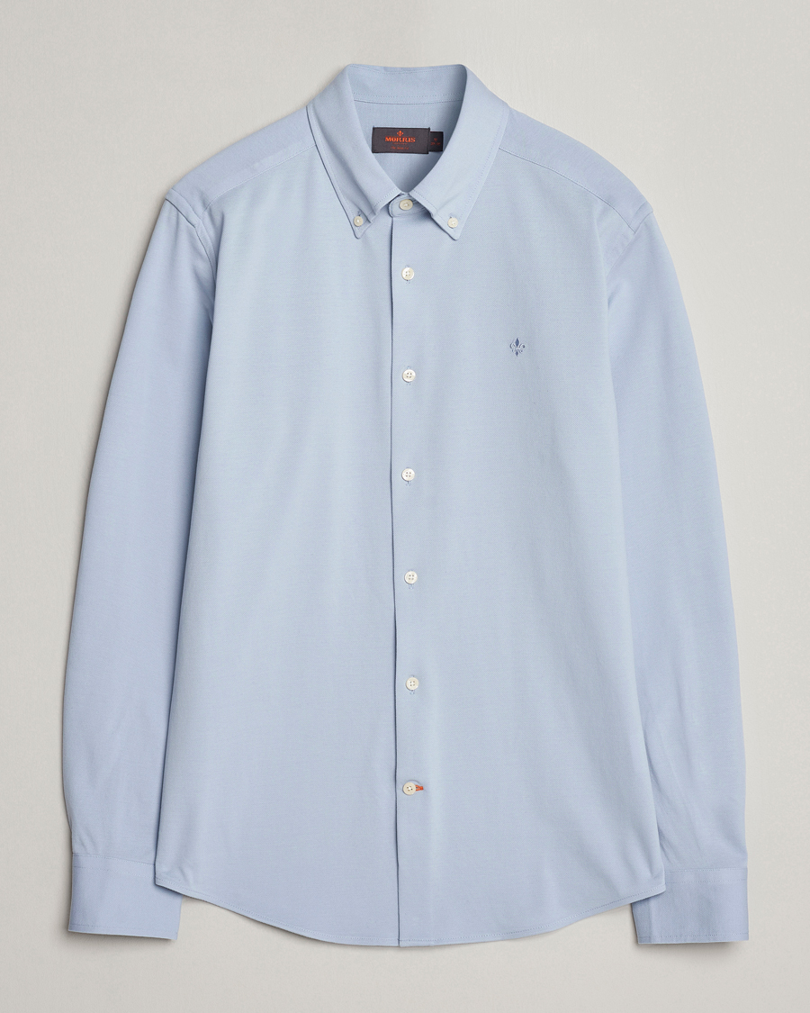 Herren | Hemden | Morris | Eddie Slim Fit Pique Shirt Light Blue