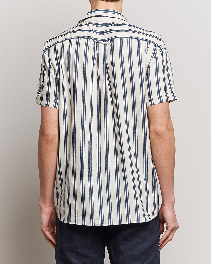 Herren | Hemden | Morris | Printed Short Sleeve Shirt Navy/Beige