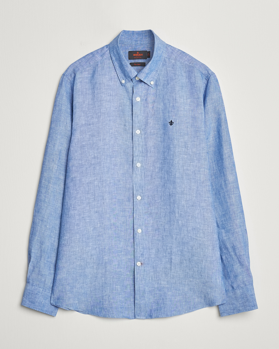 Herren | Hemden | Morris | Douglas Button Down Linen Shirt Blue
