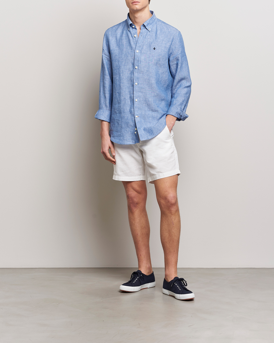 Herren | Hemden | Morris | Douglas Button Down Linen Shirt Blue