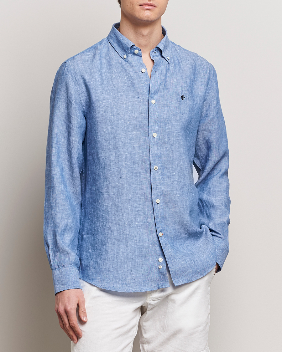 Herr | Preppy Authentic | Morris | Douglas Linen Button Down Shirt Blue
