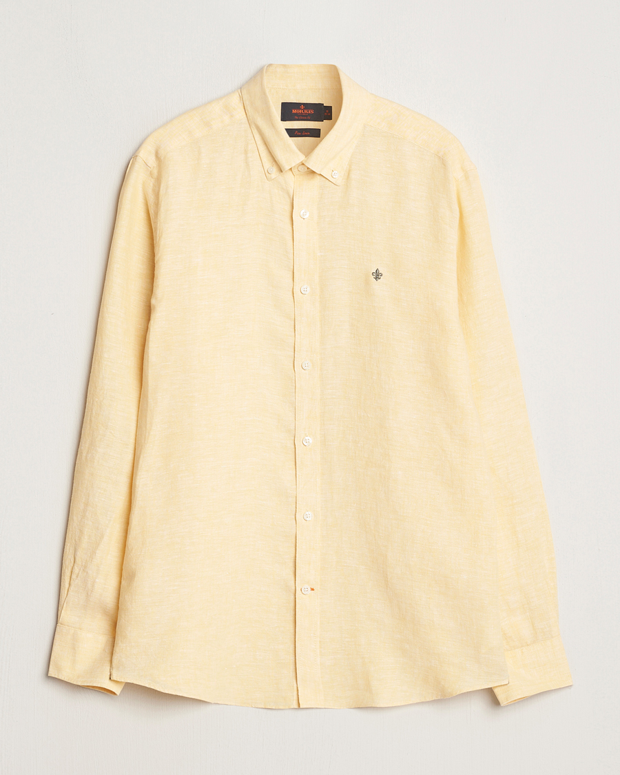 Herren | Hemden | Morris | Douglas Linen Button Down Shirt Yellow