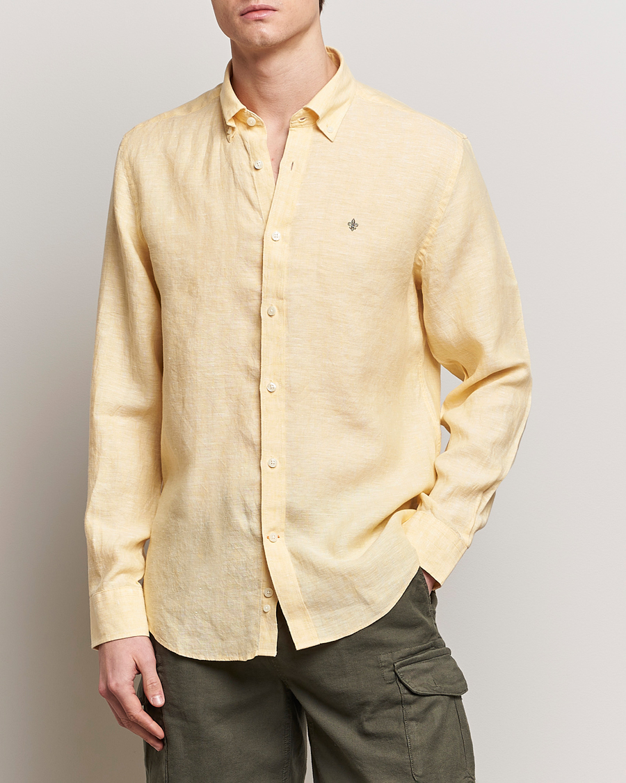 Herren | Freizeithemden | Morris | Douglas Linen Button Down Shirt Yellow