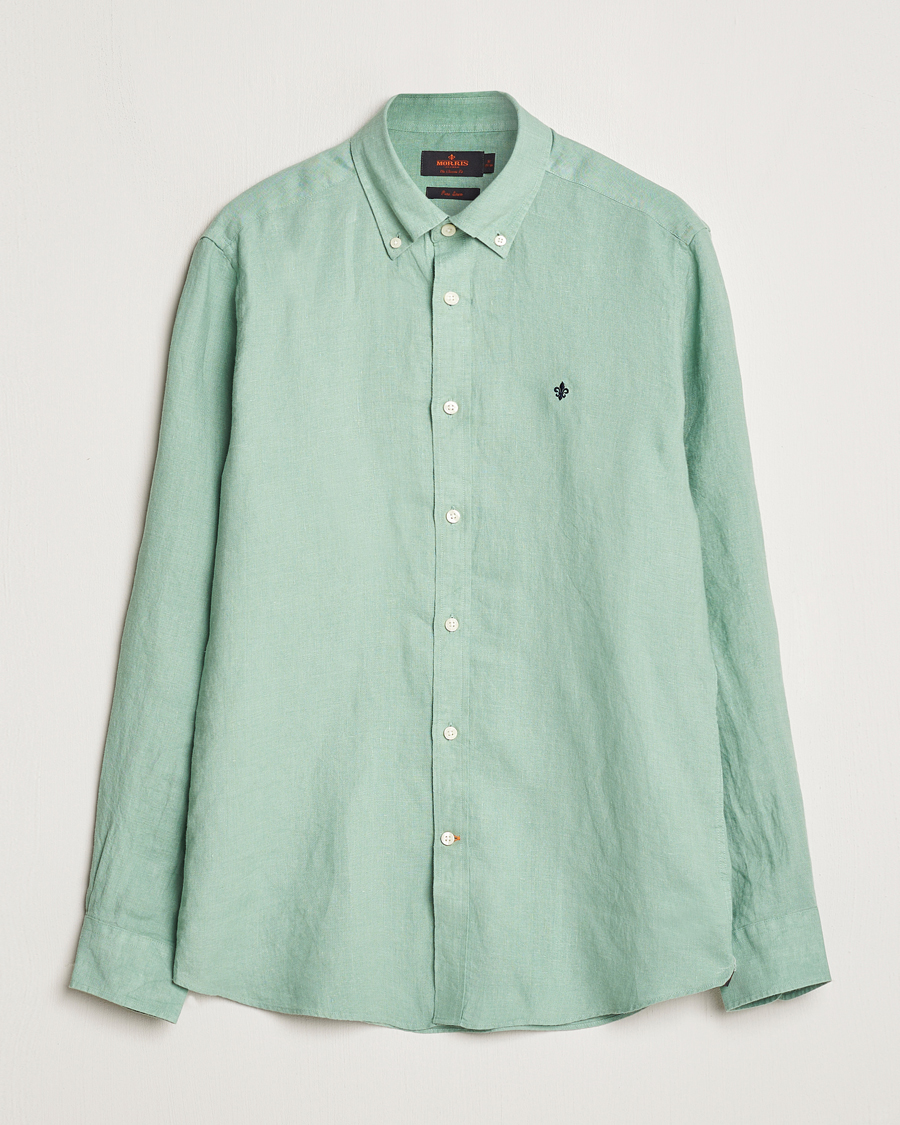 Herren | Hemden | Morris | Douglas Linen Button Down Shirt Light Green
