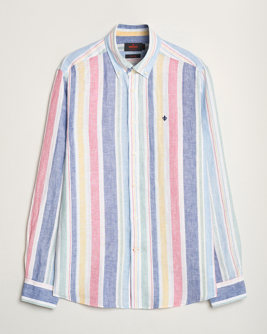 Herren | Hemden | Morris | Happy Linen Stripe Shirt Light Blue