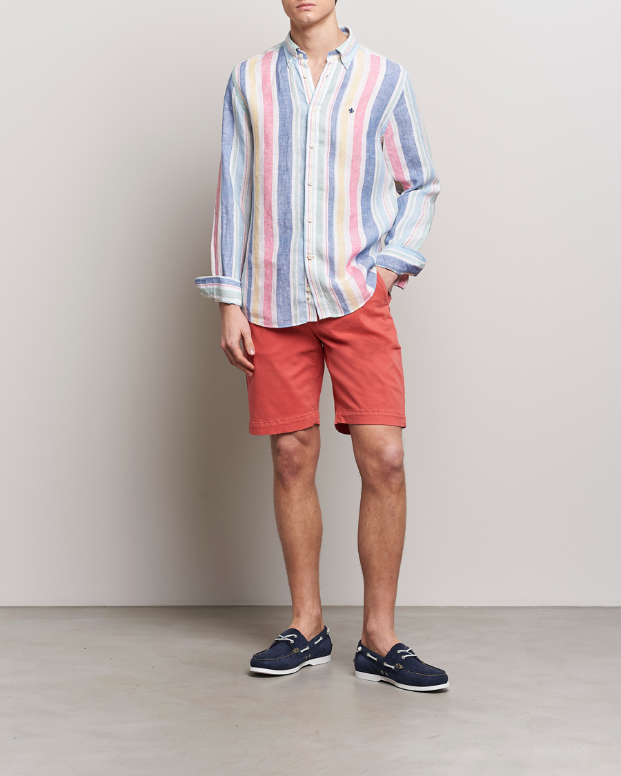 Herren | Hemden | Morris | Happy Linen Stripe Shirt Light Blue
