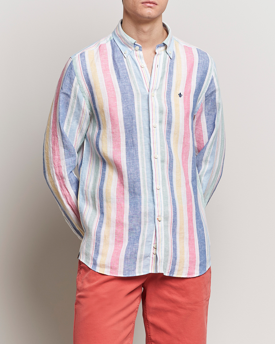 Herren | Kleidung | Morris | Happy Linen Stripe Shirt Light Blue