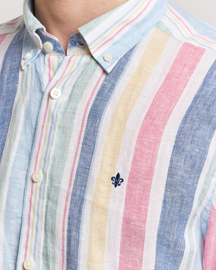 Herren | Hemden | Morris | Happy Linen Stripe Shirt Light Blue