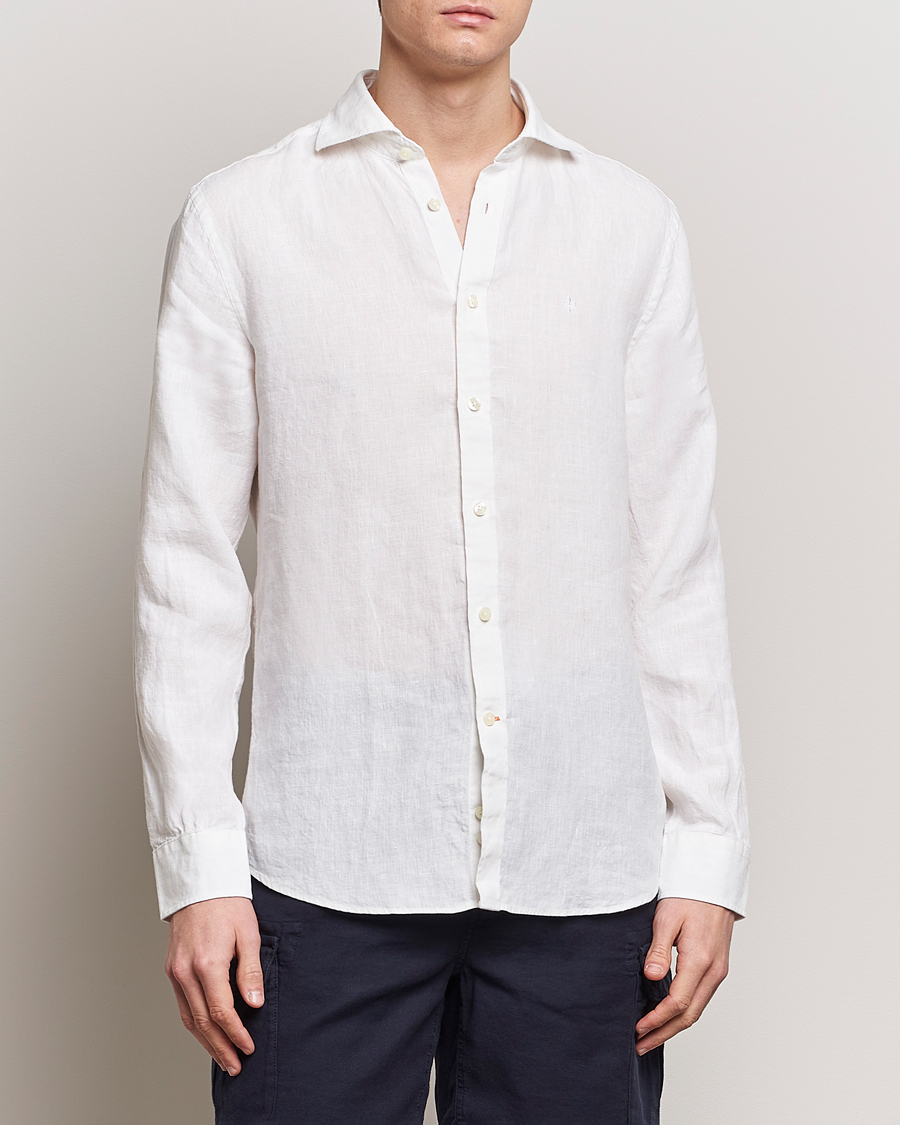 Herren | Morris | Morris | Slim Fit Linen Cut Away Shirt White