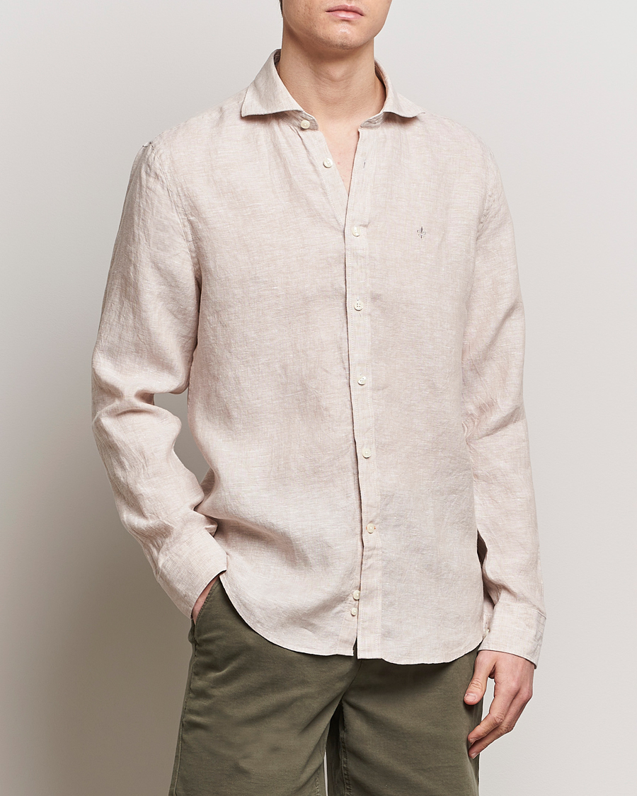 Herren | Hemden | Morris | Slim Fit Linen Cut Away Shirt Khaki