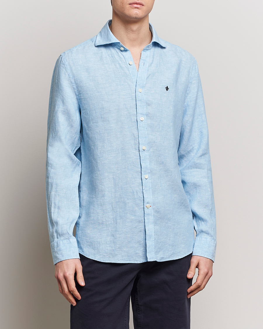 Herren | Freizeithemden | Morris | Slim Fit Linen Cut Away Shirt Light Blue