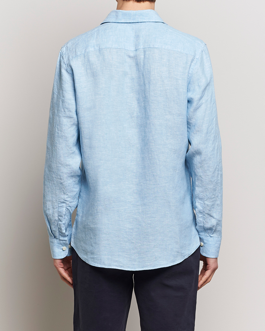 Herren | Hemden | Morris | Slim Fit Linen Cut Away Shirt Light Blue