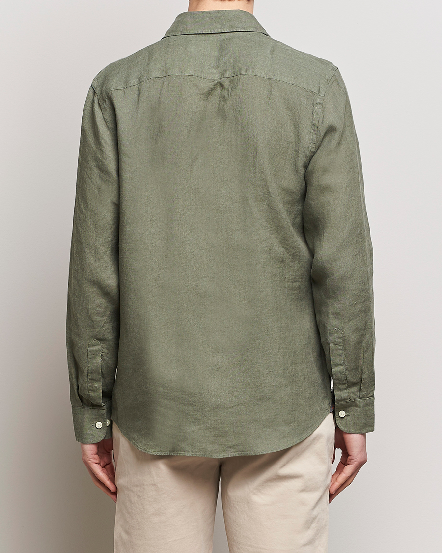 Herren | Hemden | Morris | Slim Fit Linen Cut Away Shirt Olive